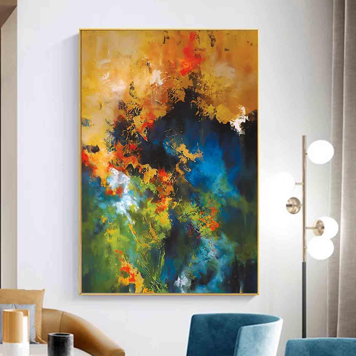 Amazon.com: Vlolvfe Orange Blue Canvas Wall Art Green Orange